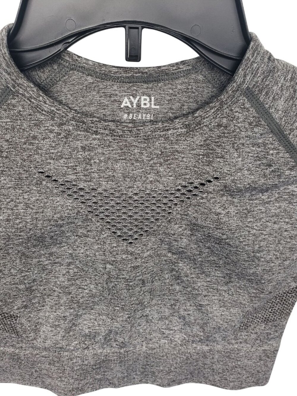 AYBL Motion Seamless Long Sleeve Crop Top S NWT Grey Marl Gym Activewear - Picture 5 of 7